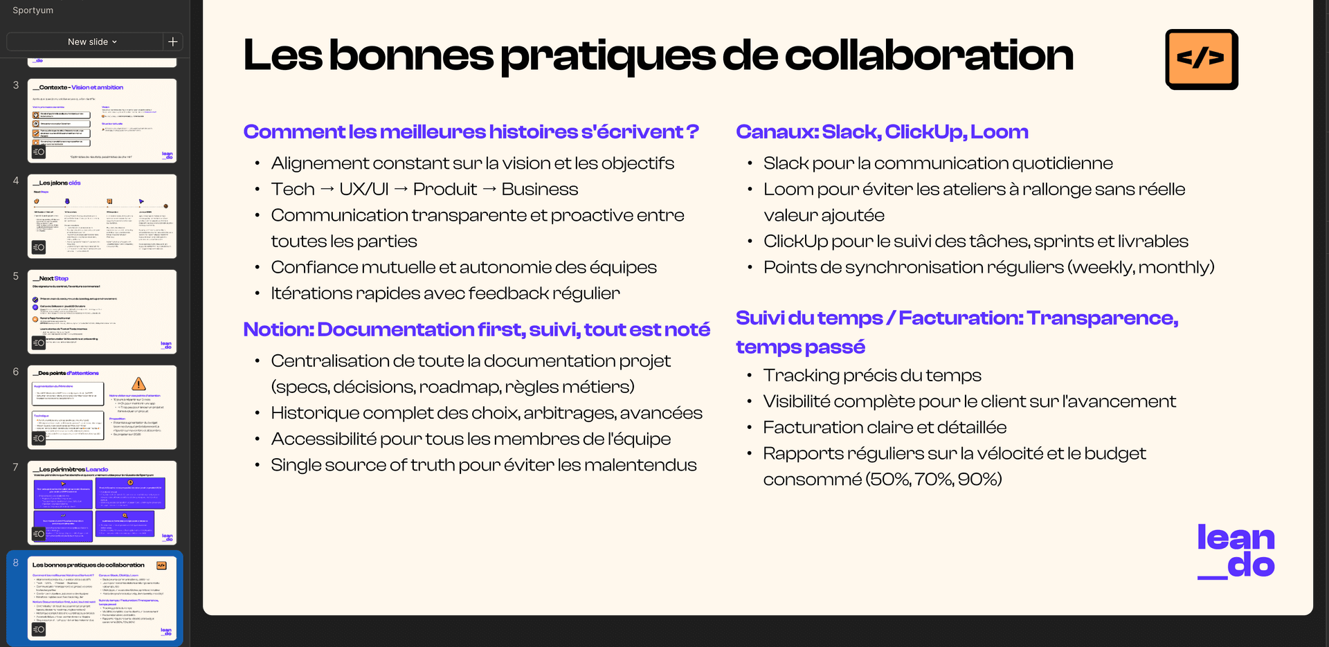 Bonnes pratiques de collaboration IA en PME, Leando