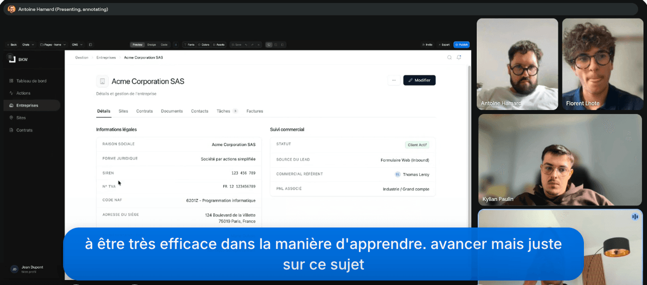 Visio client — revue projet